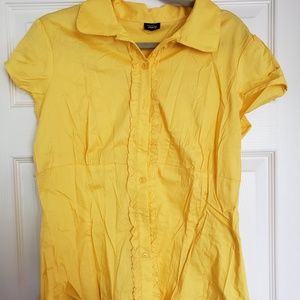 Yellow Ruffle Button Down Blouse